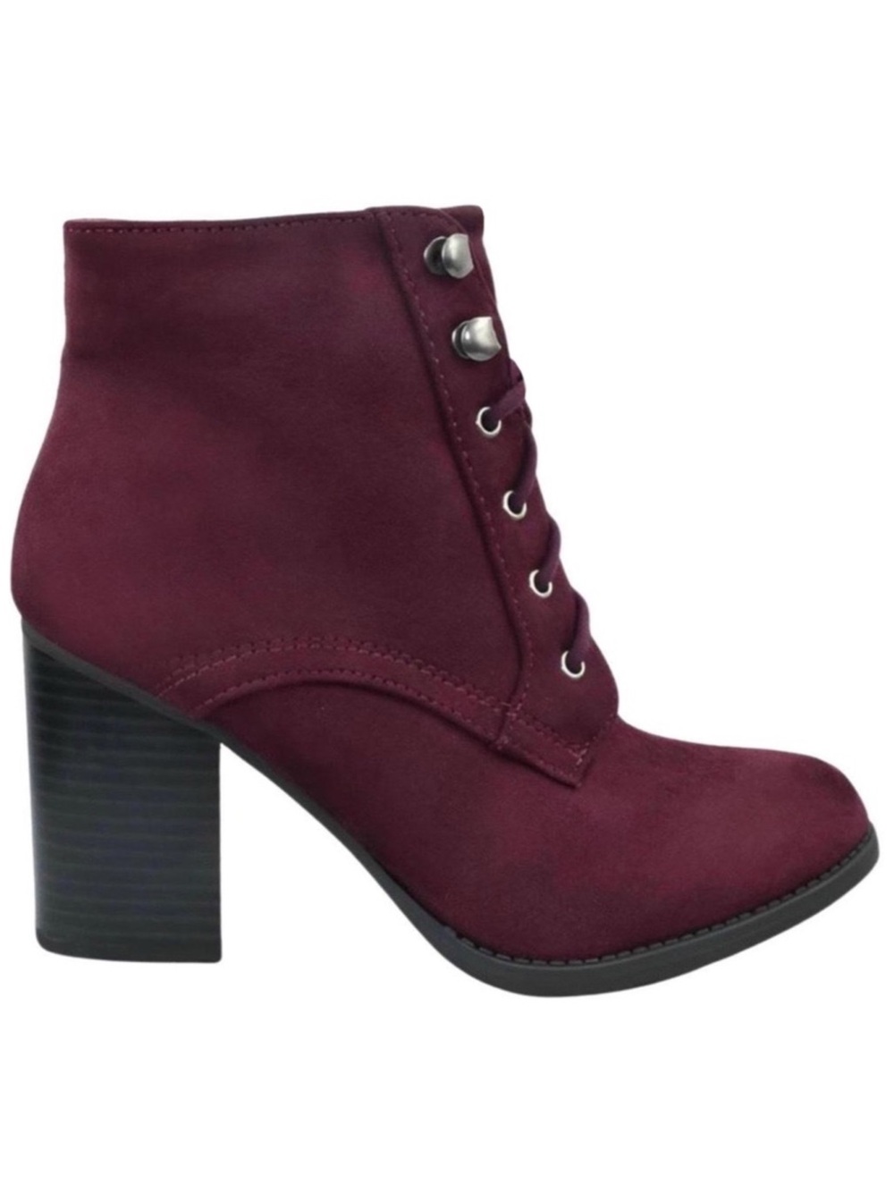 Women’s Suede Maroon Lace-Up Ankle Boots